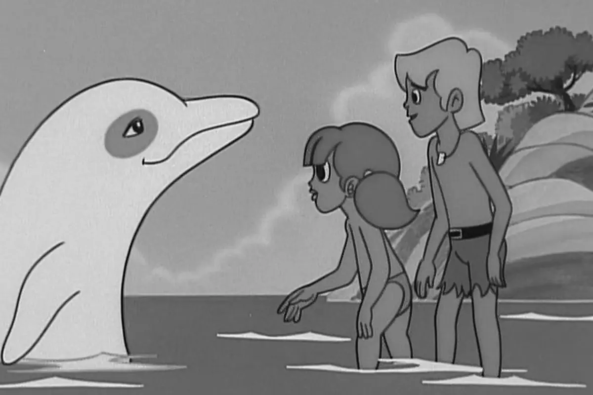 Kadr z serialu animowanego Biały delfin Um