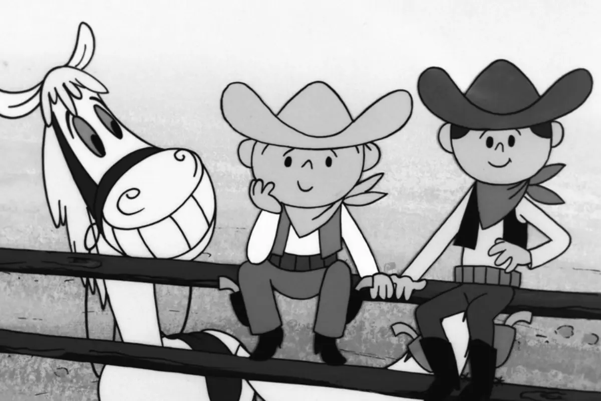 Kadr z dobranocki Bolek i Lolek na Dzikim Zachodzie